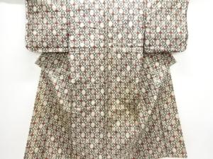 大正ロマン　抽象模様織り出し銘仙着物・道行コートアンサンブル